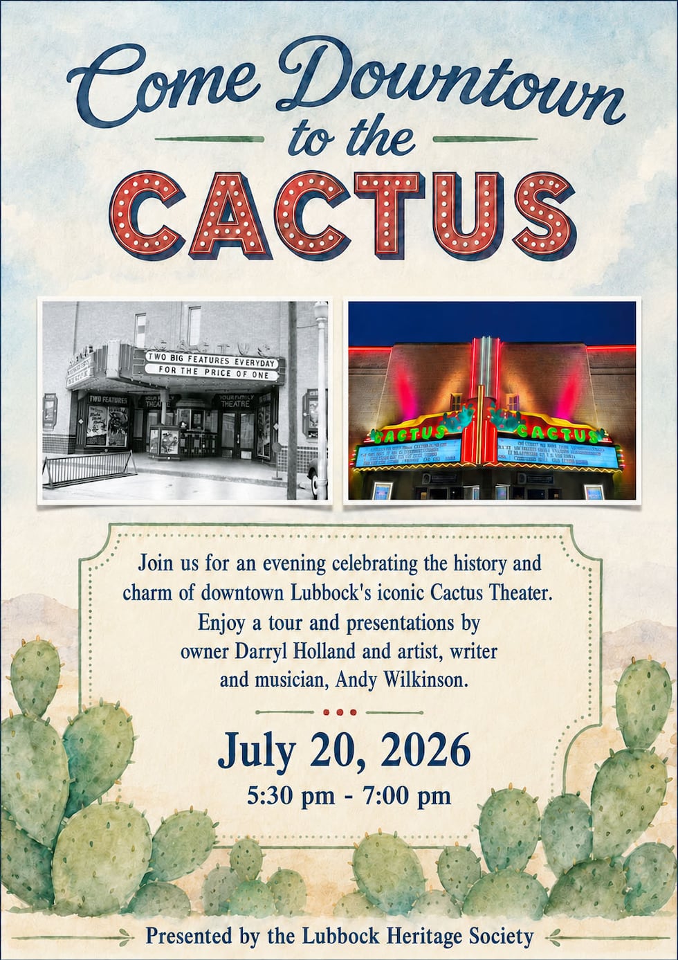 Η Lubbock Heritage Society προσκαλεί την κοινότητα να γιορτάσει το Historic Cactus Theatre